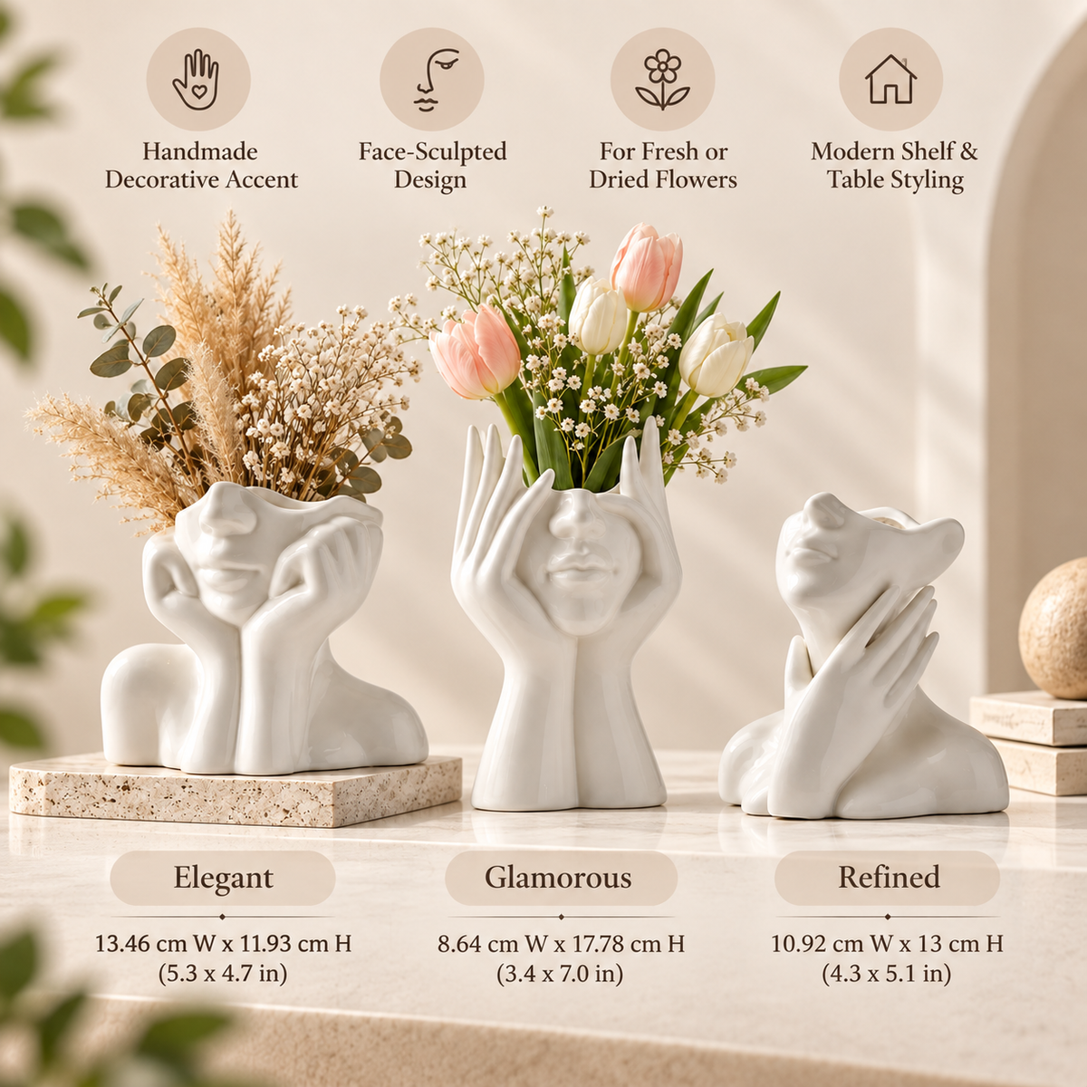 Jarrón Decorativo con Rostro Esculpido de Cerámica Artesanal