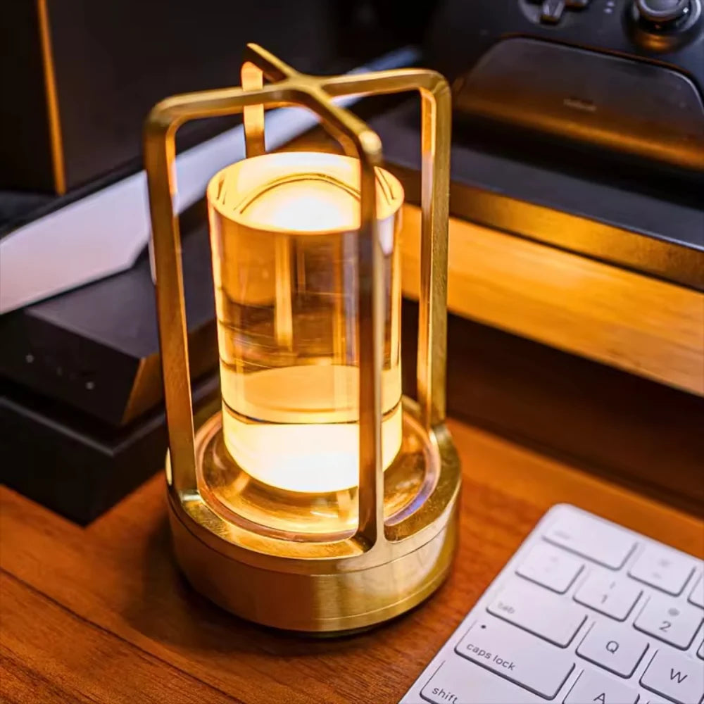 Lámpara de Mesa LED Cilíndrica de Metal Inalámbrica Moderna