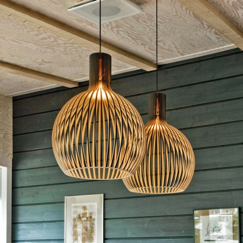Lámpara Colgante de Madera Artesanal de Estilo Escandinavo