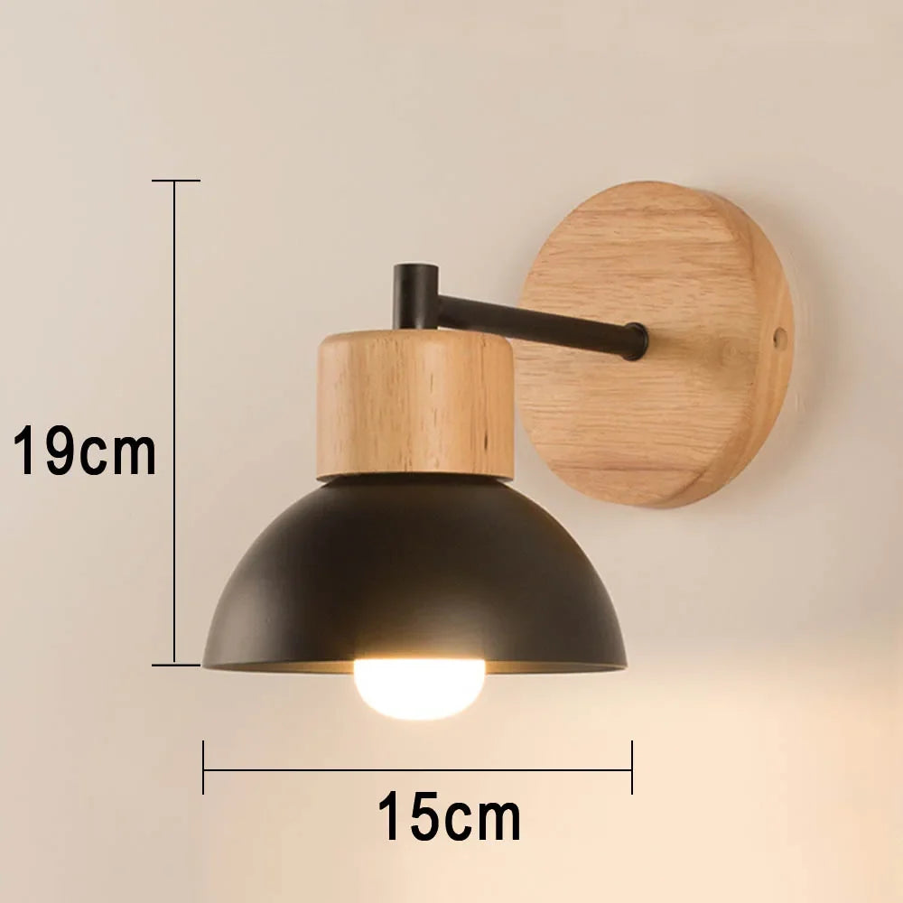 Aplique de Pared de Madera y Metal Nórdico para Mesilla
