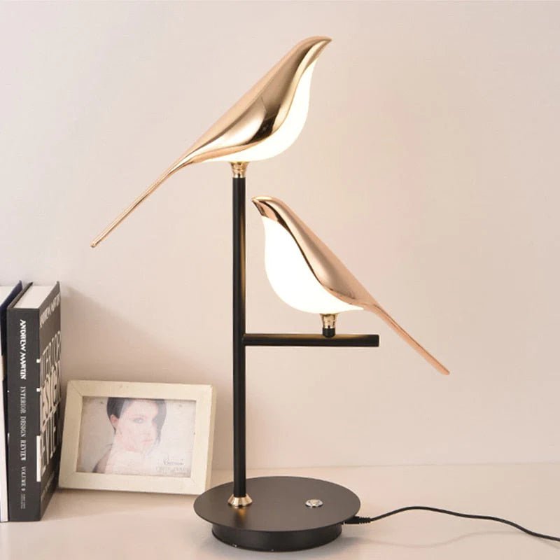 Birdlight Lámpara de Mesa LED con Dos Pájaros Dorados