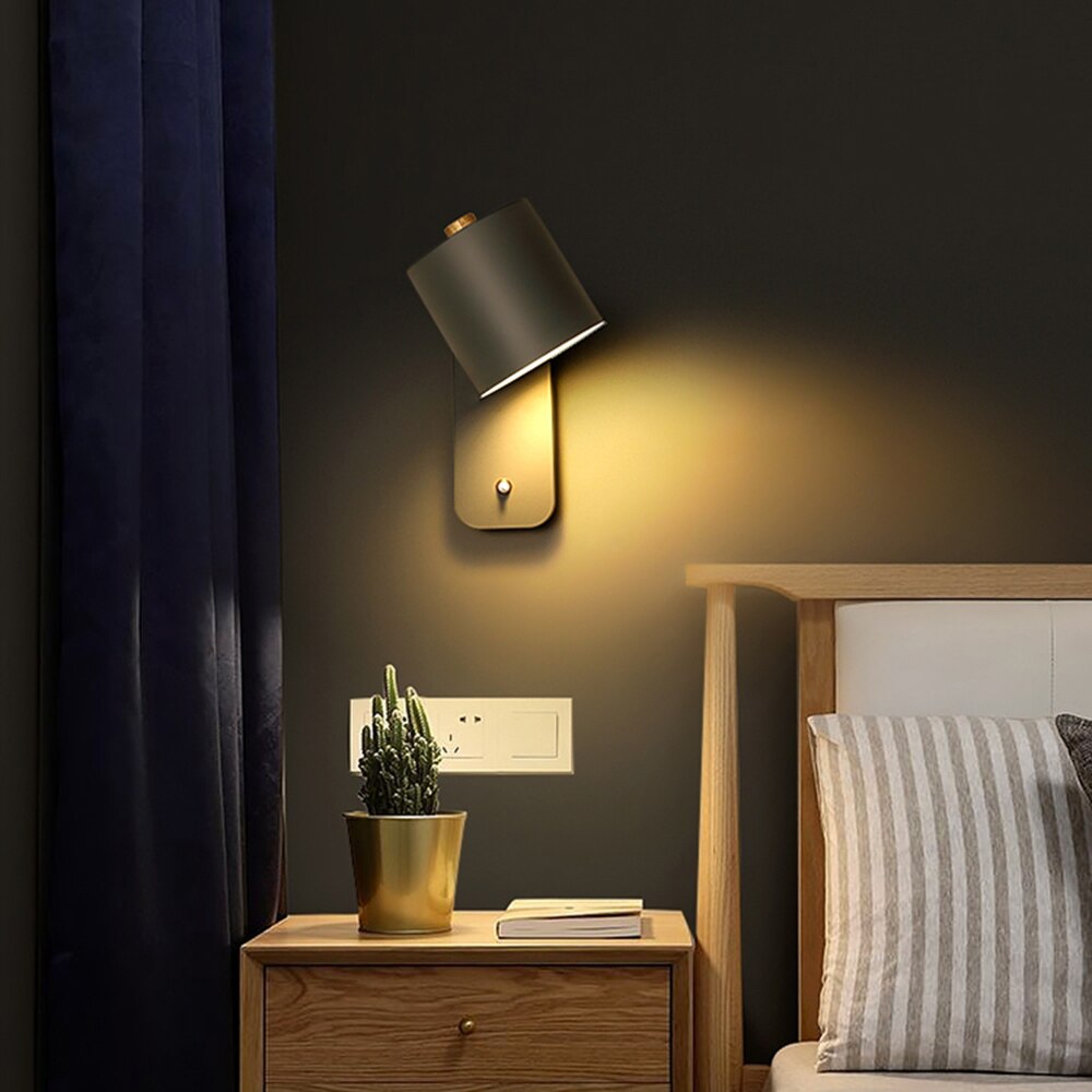 Aplique de Pared LED con Interruptor y Pantalla Cilíndrica