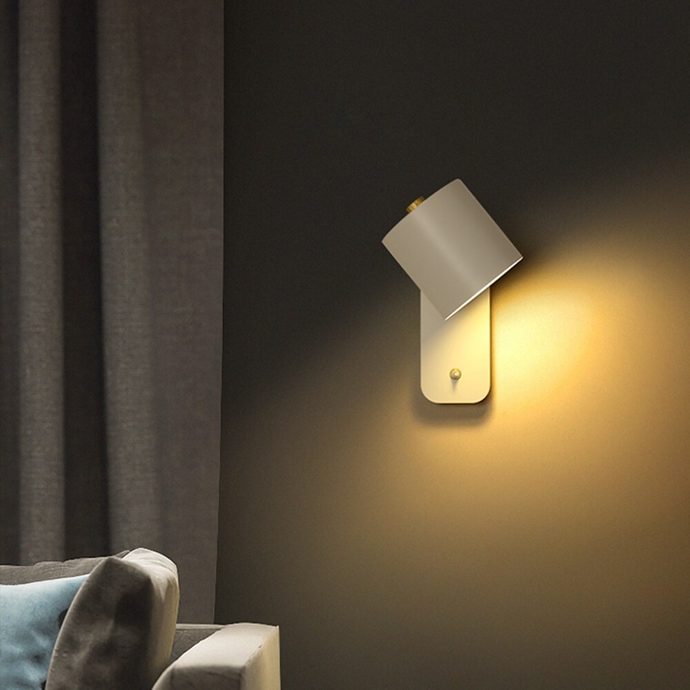 Aplique de Pared LED con Interruptor y Pantalla Cilíndrica