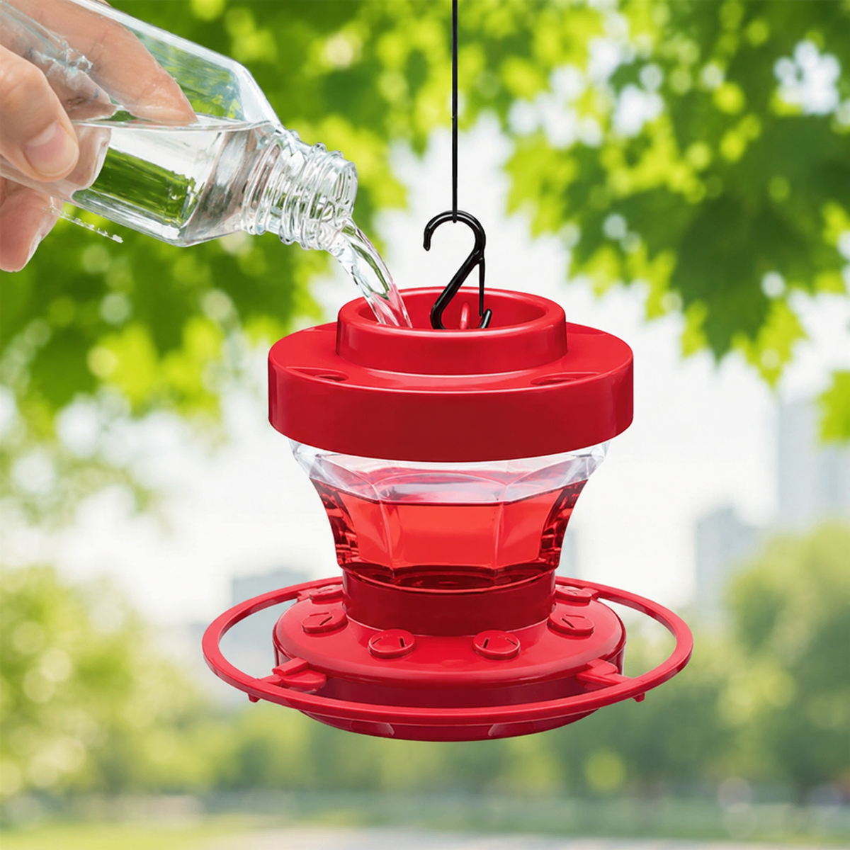 Comedero para Colibríes Colgante Rojo Fácil de Llenar