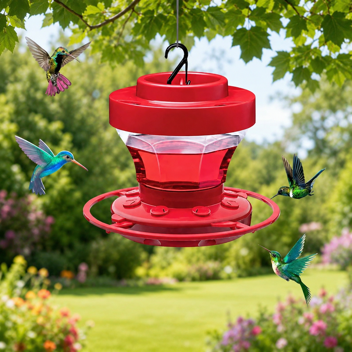Comedero para Colibríes Colgante Rojo Fácil de Llenar