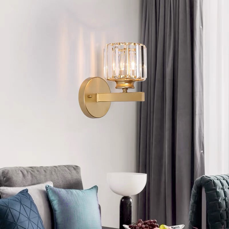 Aplique de Pared de Cristal y Hierro Moderno Negro u Oro