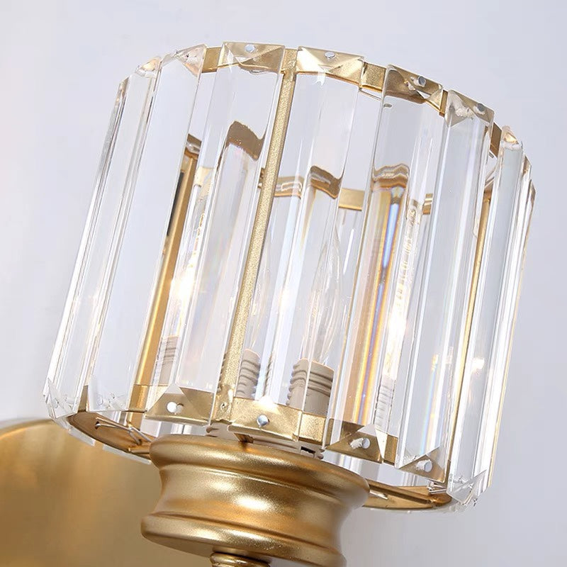 Aplique de Pared de Cristal y Hierro Moderno Negro u Oro
