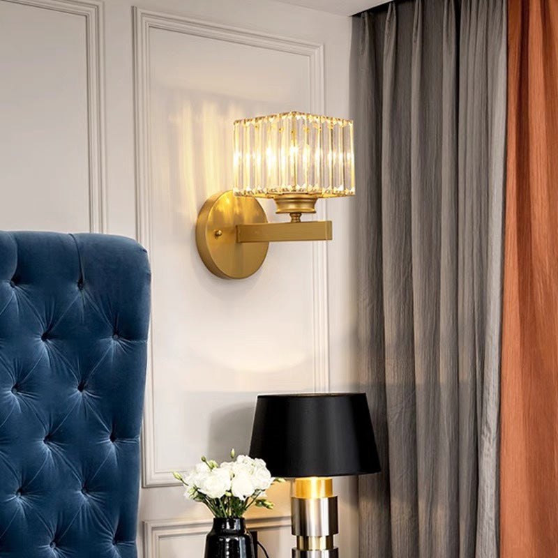 Aplique de Pared de Cristal y Hierro Moderno Negro u Oro