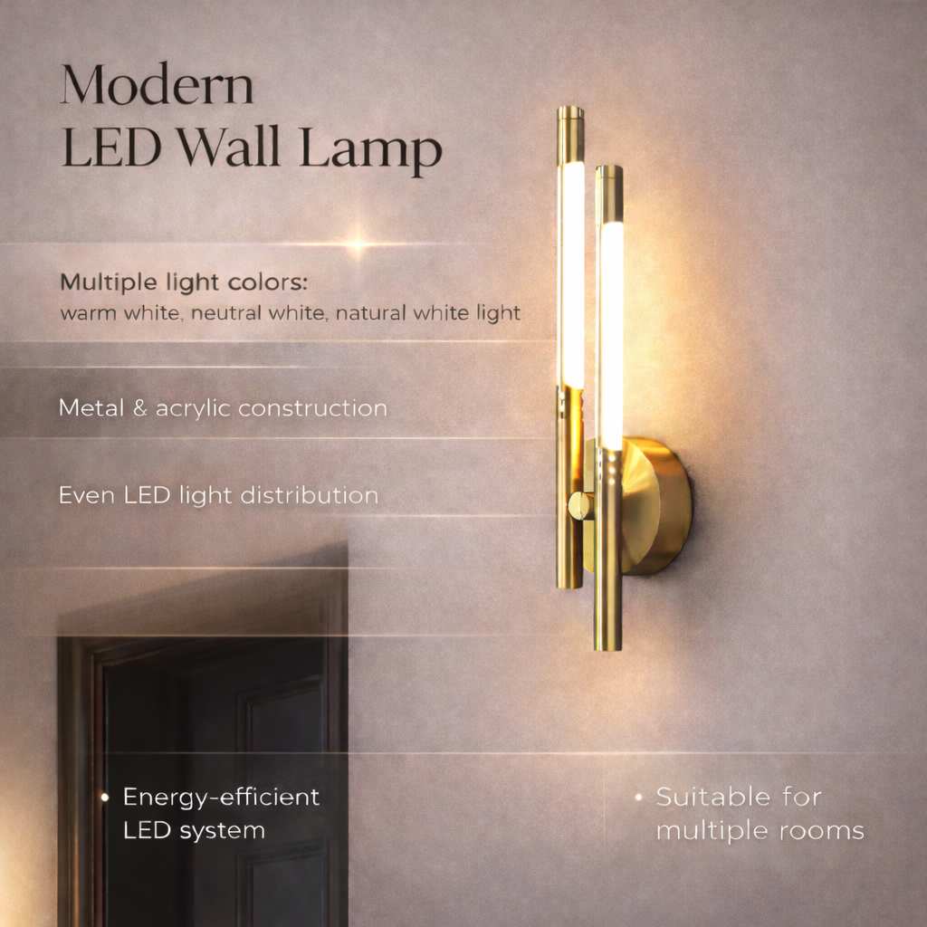 Aplique de Pared LED Moderno de Metal y Acrílico 1 o 2 Luces