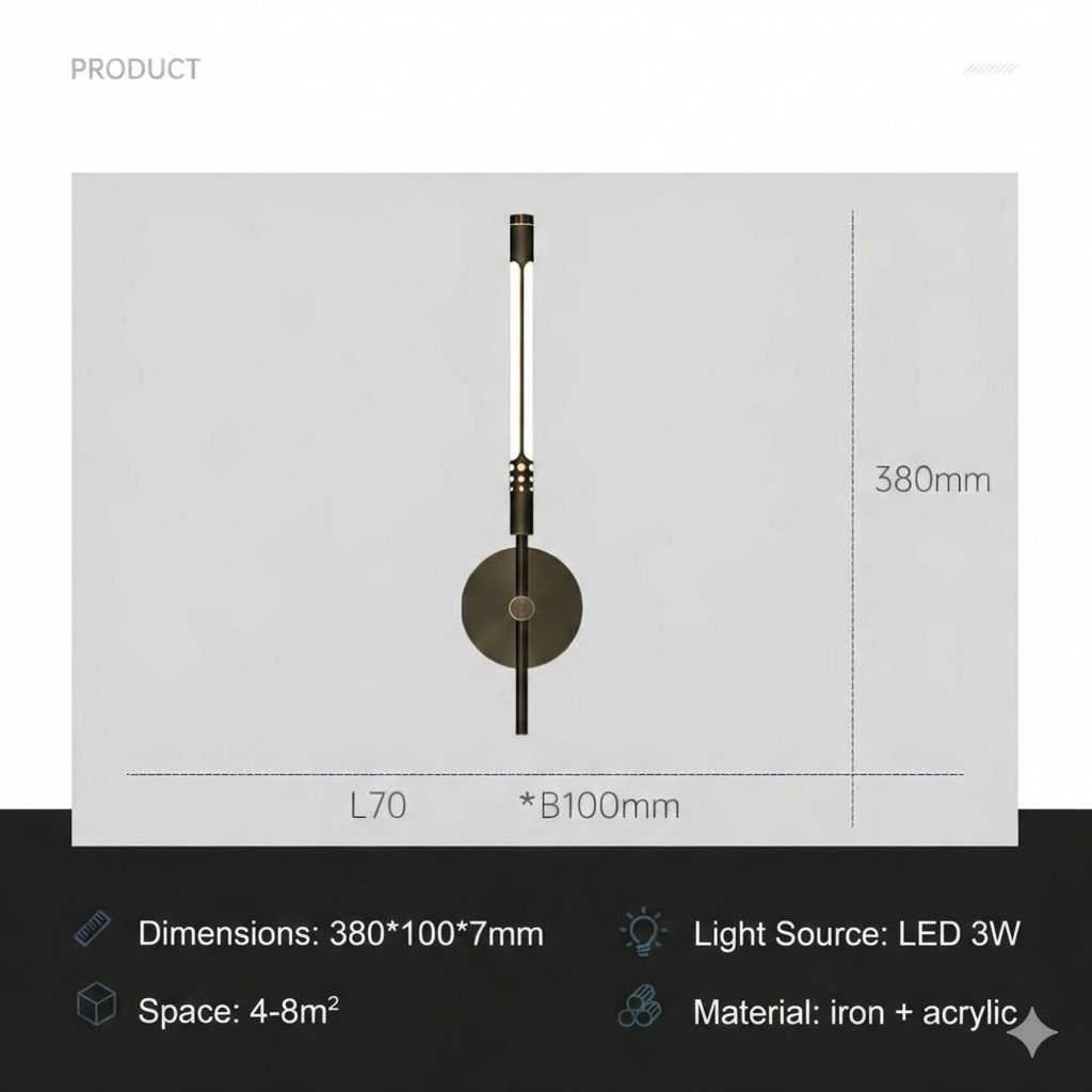 Aplique de Pared LED Moderno de Metal y Acrílico 1 o 2 Luces