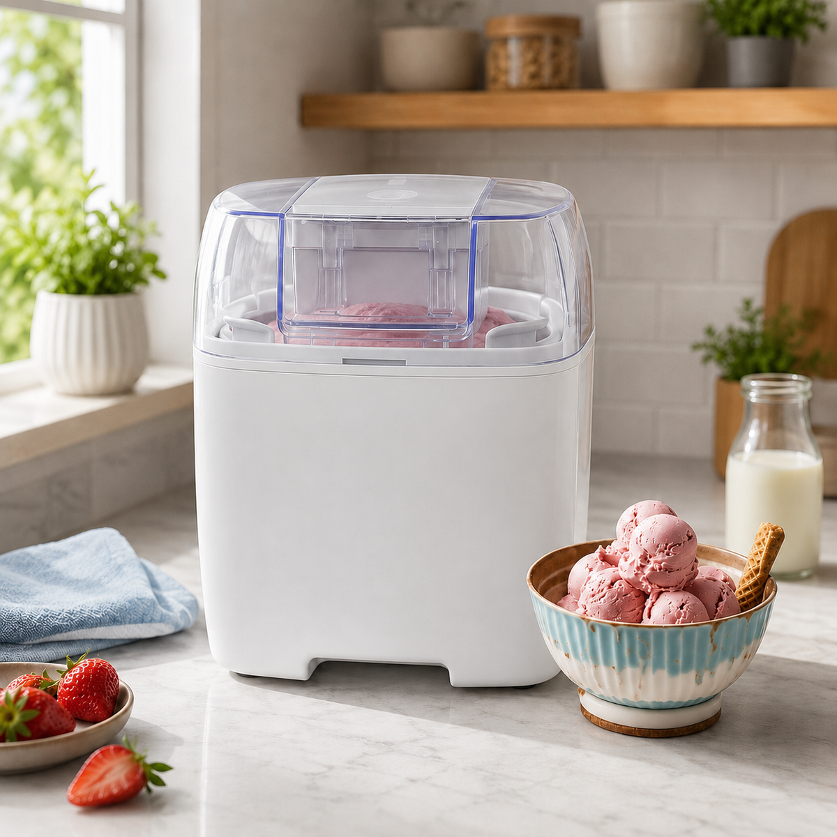 Heladera Eléctrica con Bol Congelador para Helado Casero