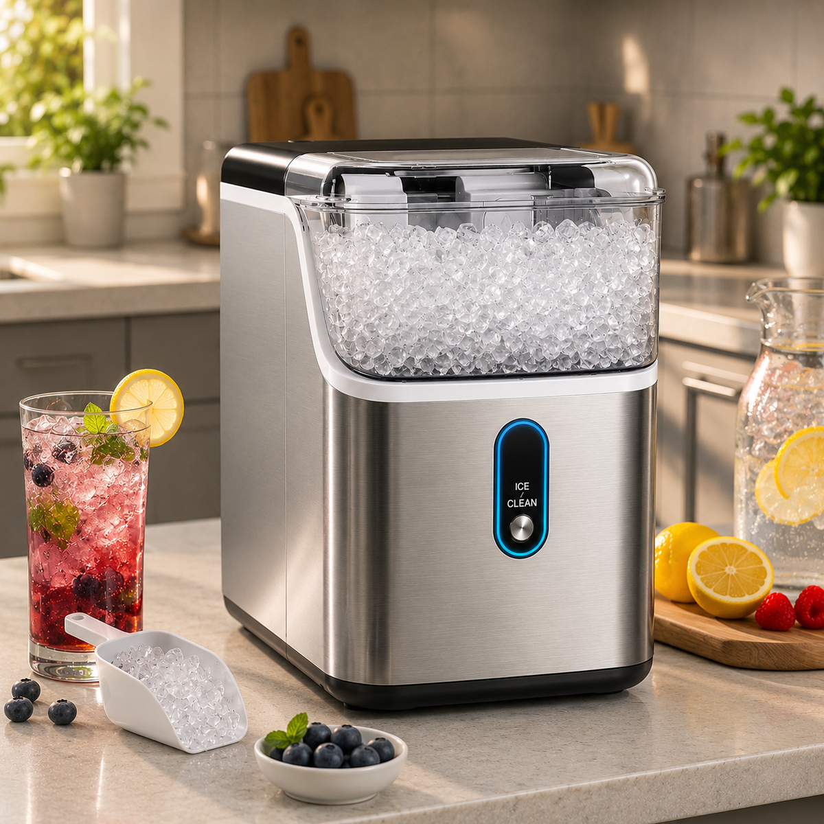 Máquina de Hielo de Encimera para Casa, Bebidas y Fiestas