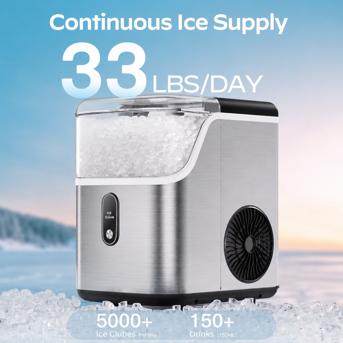Máquina de Hielo de Encimera para Casa, Bebidas y Fiestas