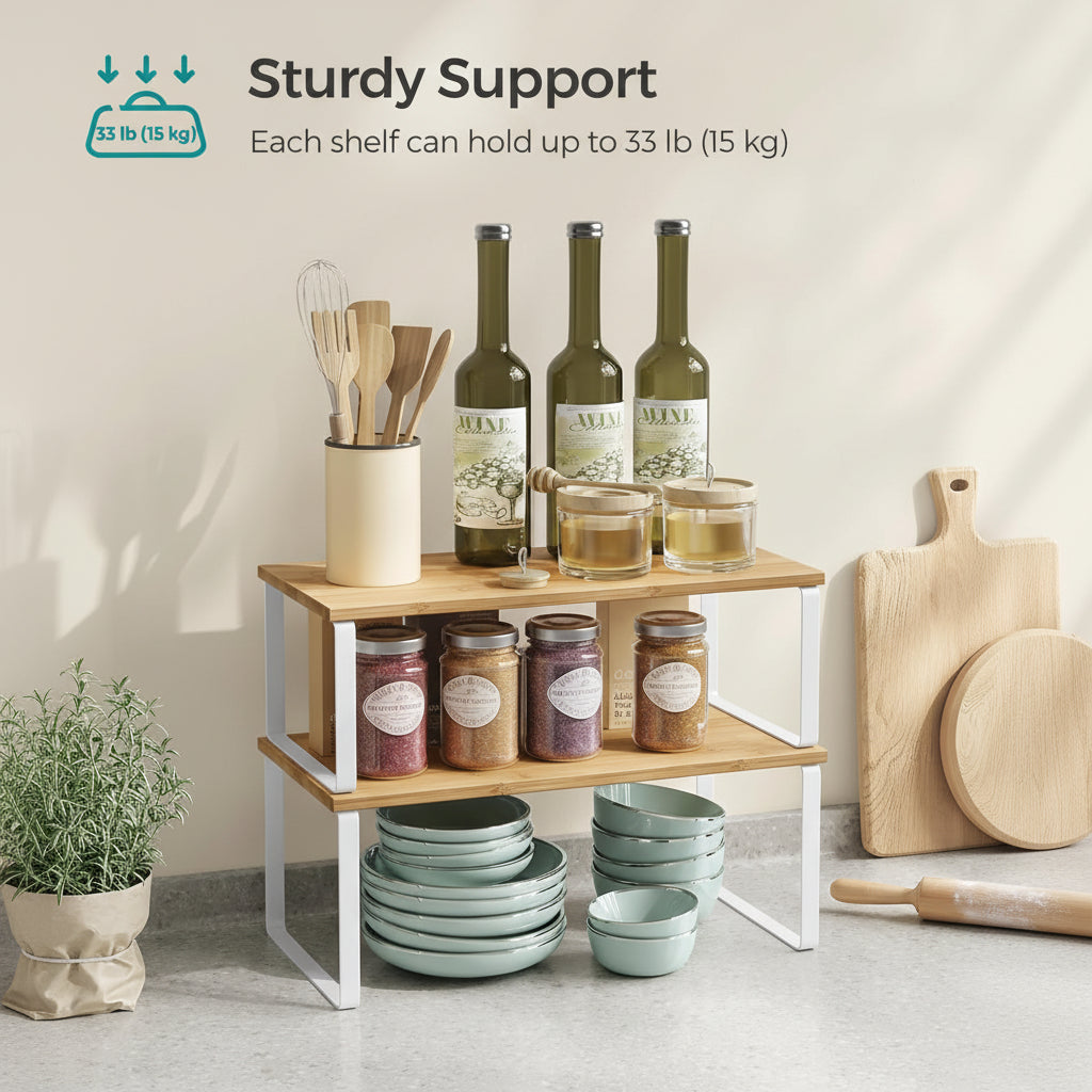 Organizador de Estantes Apilable de Metal para Cocina