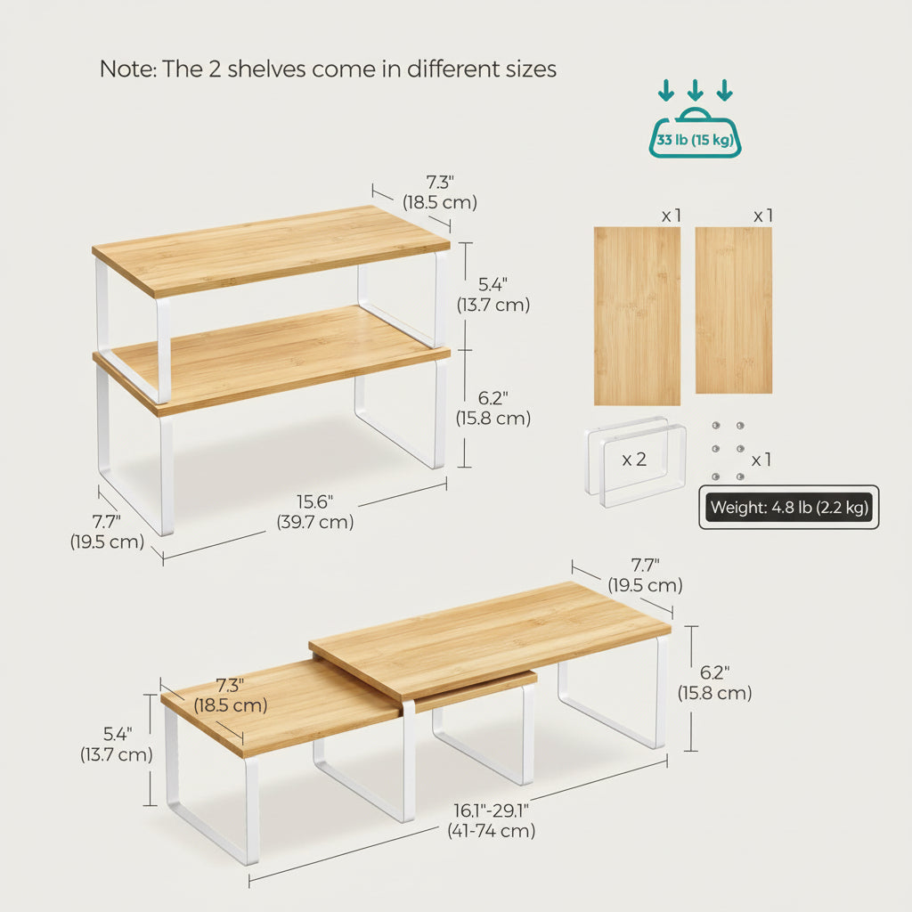 Organizador de Estantes Apilable de Metal para Cocina