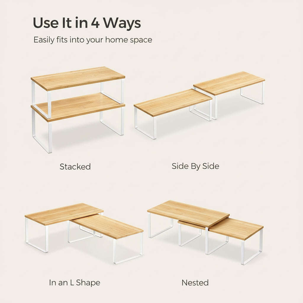 Organizador de Estantes Apilable de Metal para Cocina