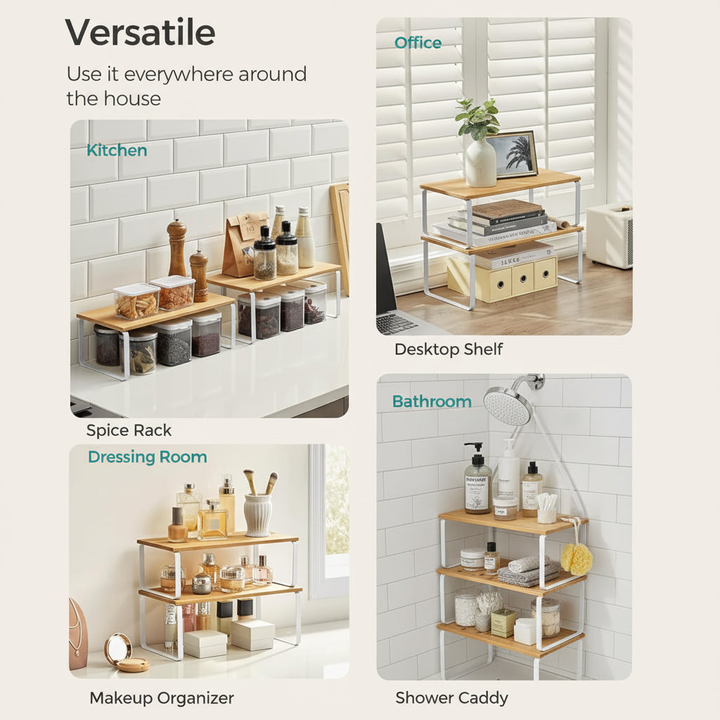 Organizador de Estantes Apilable de Metal para Cocina
