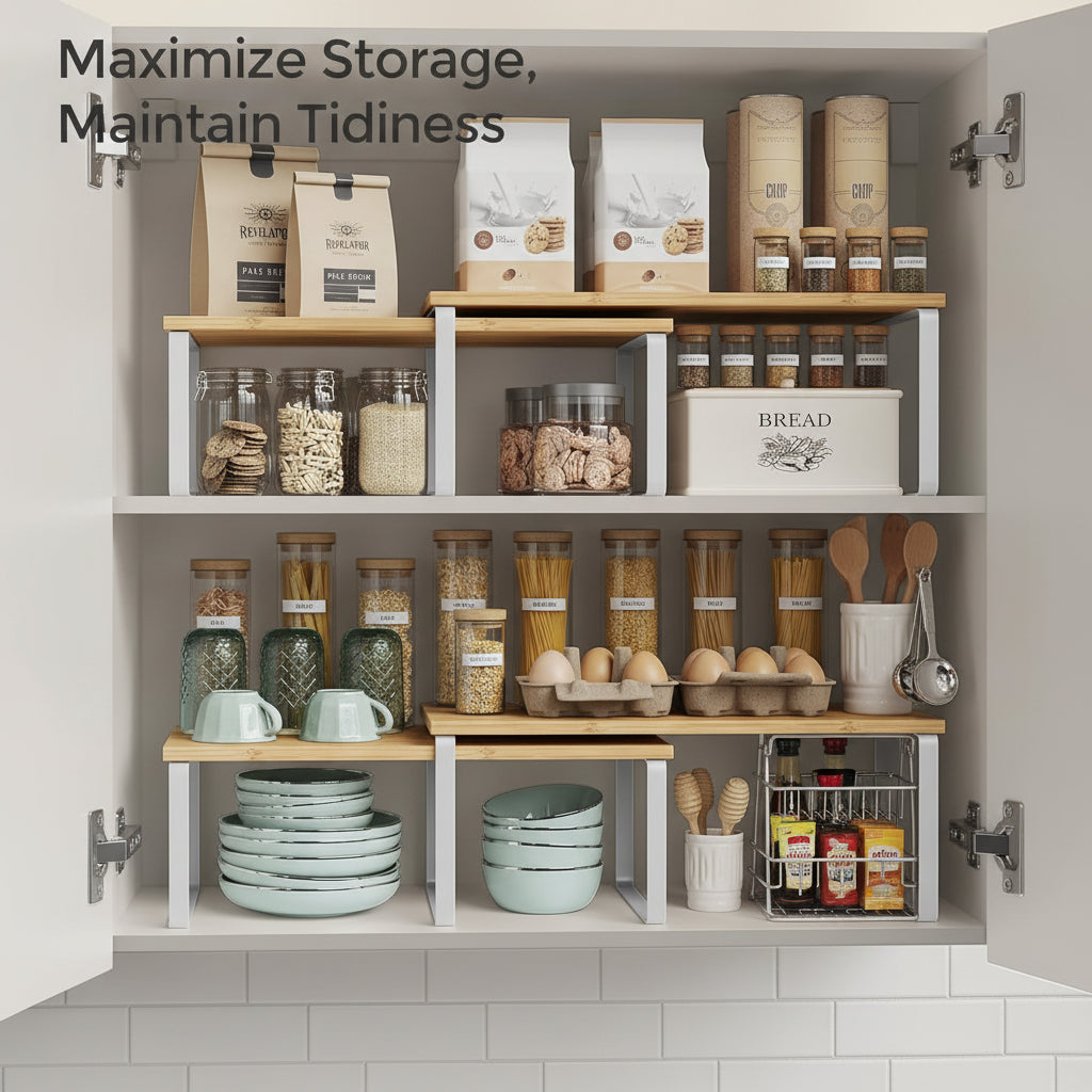 Organizador de Estantes Apilable de Metal para Cocina