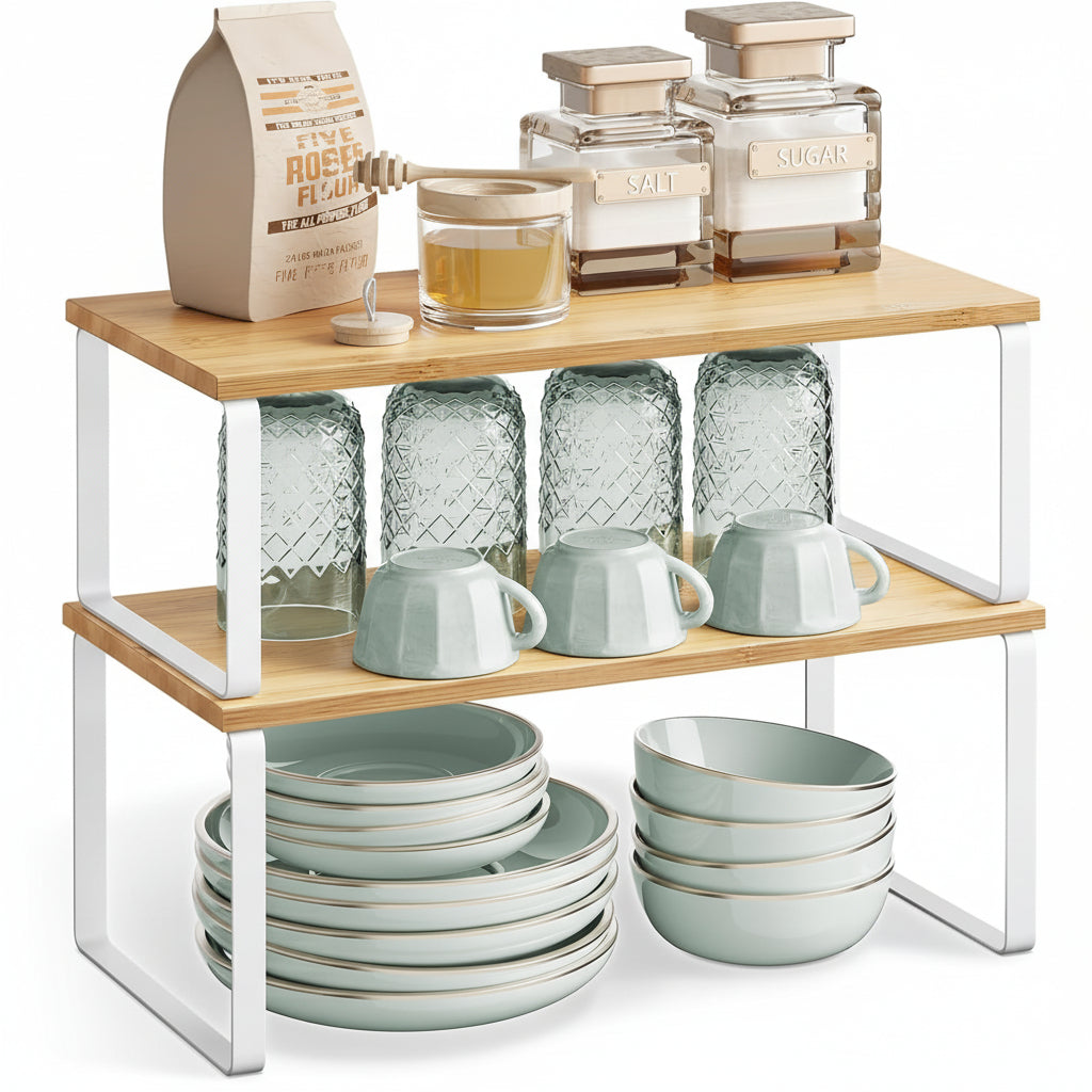 Organizador de Estantes Apilable de Metal para Cocina