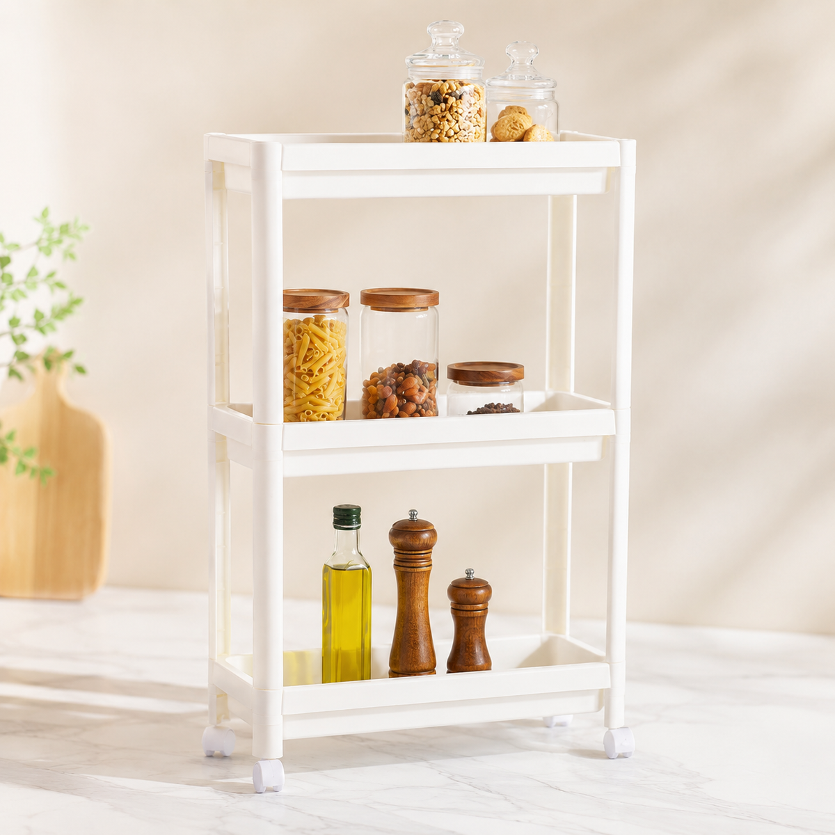 Carrito Auxiliar de Cocina Estrecho con Ruedas para Especias