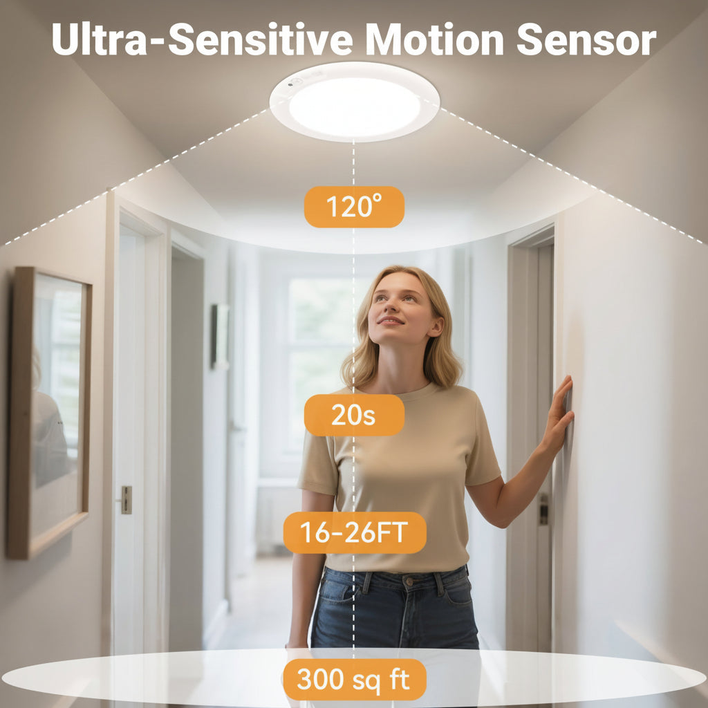 Plafón LED Recargable con Sensor de Movimiento Sin Cables