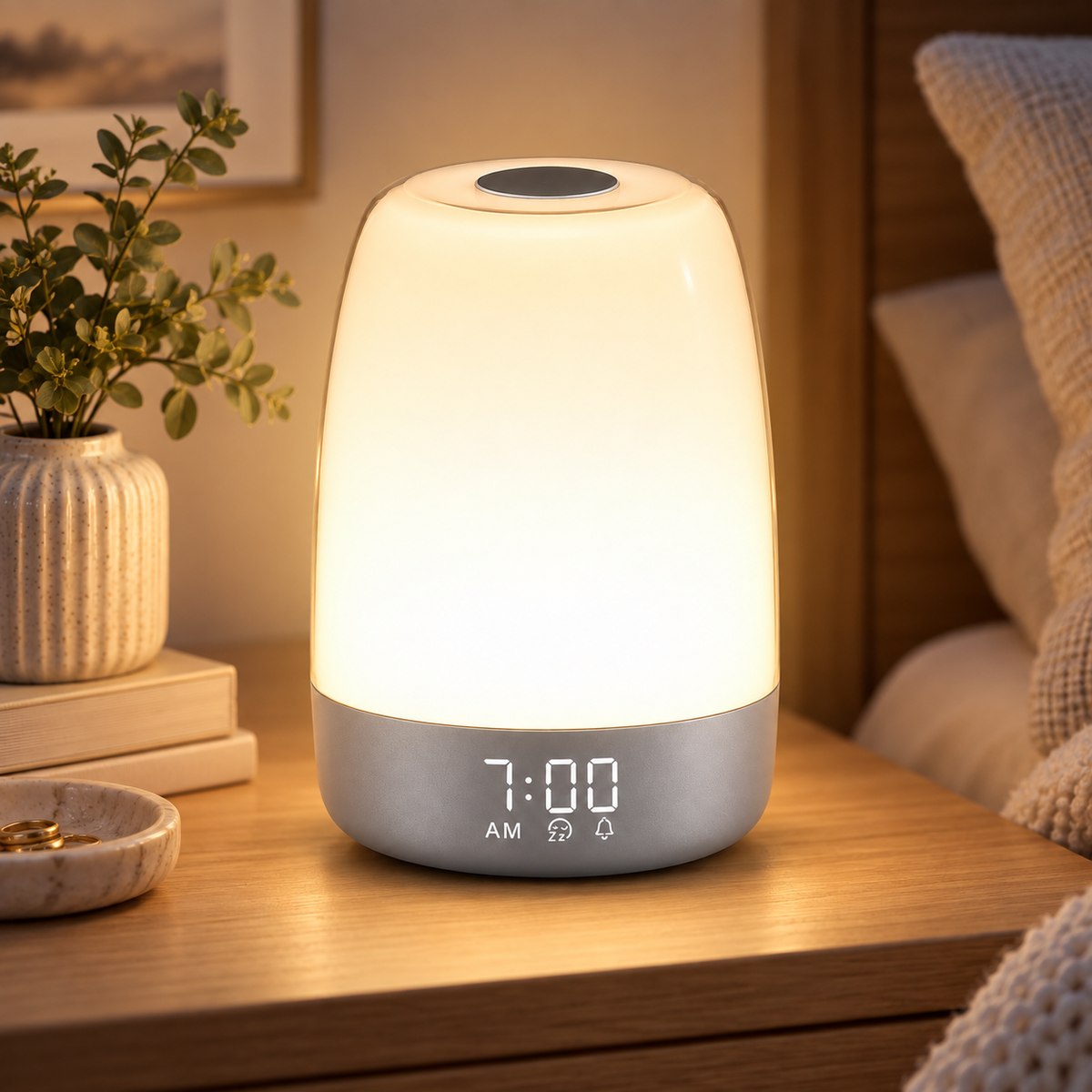 Despertador Luz Amanecer Recargable con Sonidos Naturales