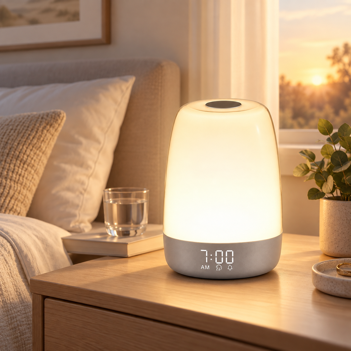 Despertador Luz Amanecer Recargable con Sonidos Naturales