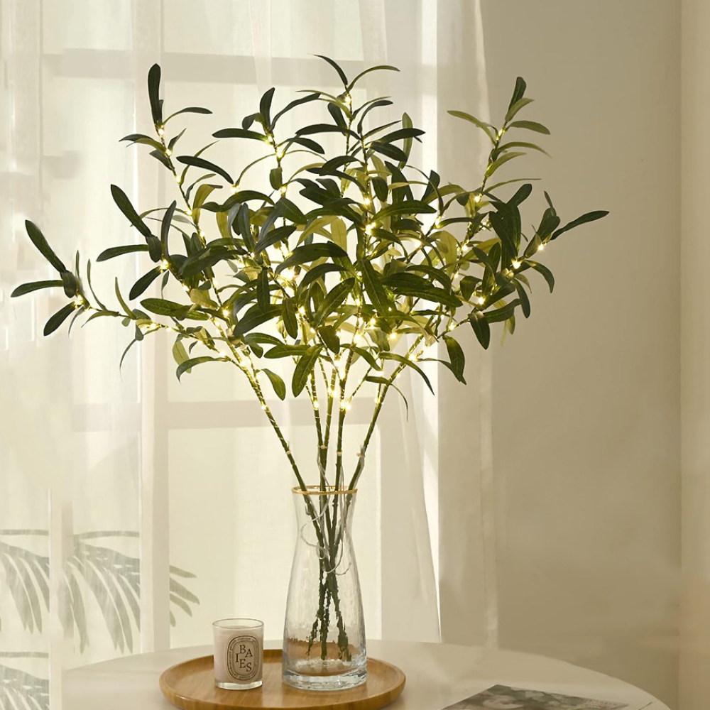 Lámpara de Mesa de Rama de Olivo LED Decorativa Natural