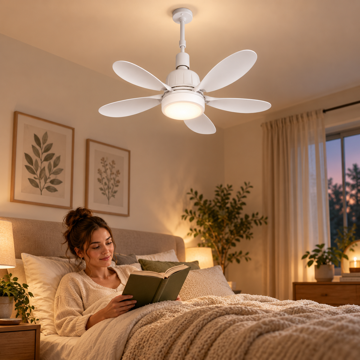 Ventilador de Techo para Portalámparas con Luz y Mando