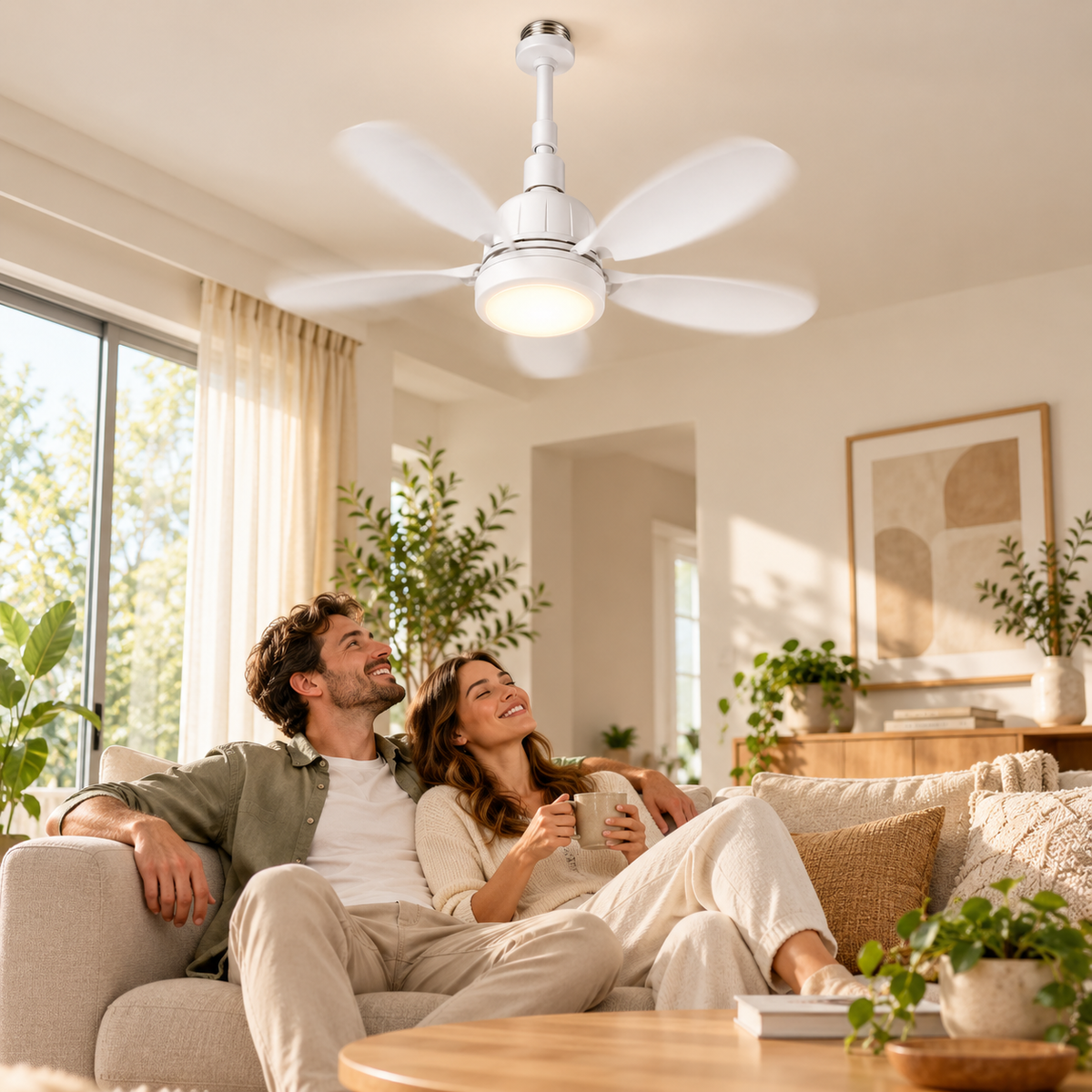 Ventilador de Techo para Portalámparas con Luz y Mando