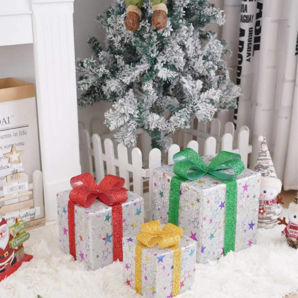Cajas de Regalo Luminosas LED de Navidad para Jardín Set 3