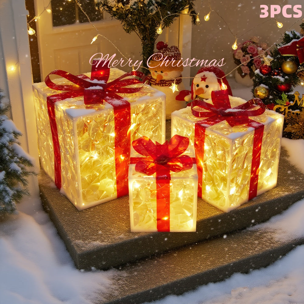 Cajas de Regalo Luminosas LED de Navidad para Jardín Set 3