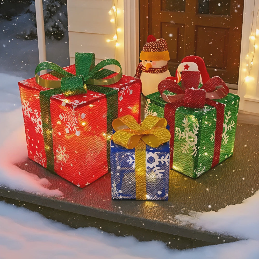 Cajas de Regalo Luminosas LED de Navidad para Jardín Set 3