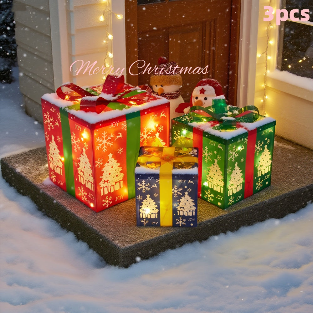 Cajas de Regalo Luminosas LED de Navidad para Jardín Set 3