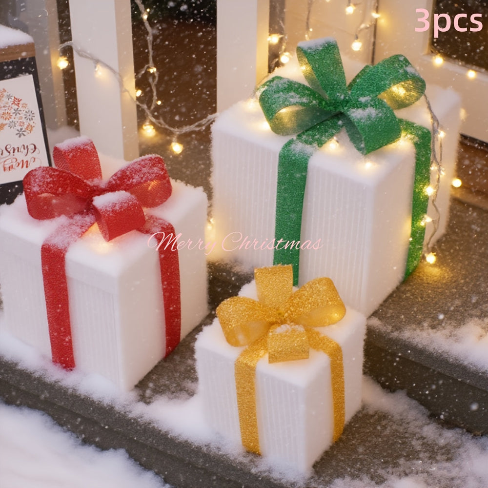 Cajas de Regalo Luminosas LED de Navidad para Jardín Set 3