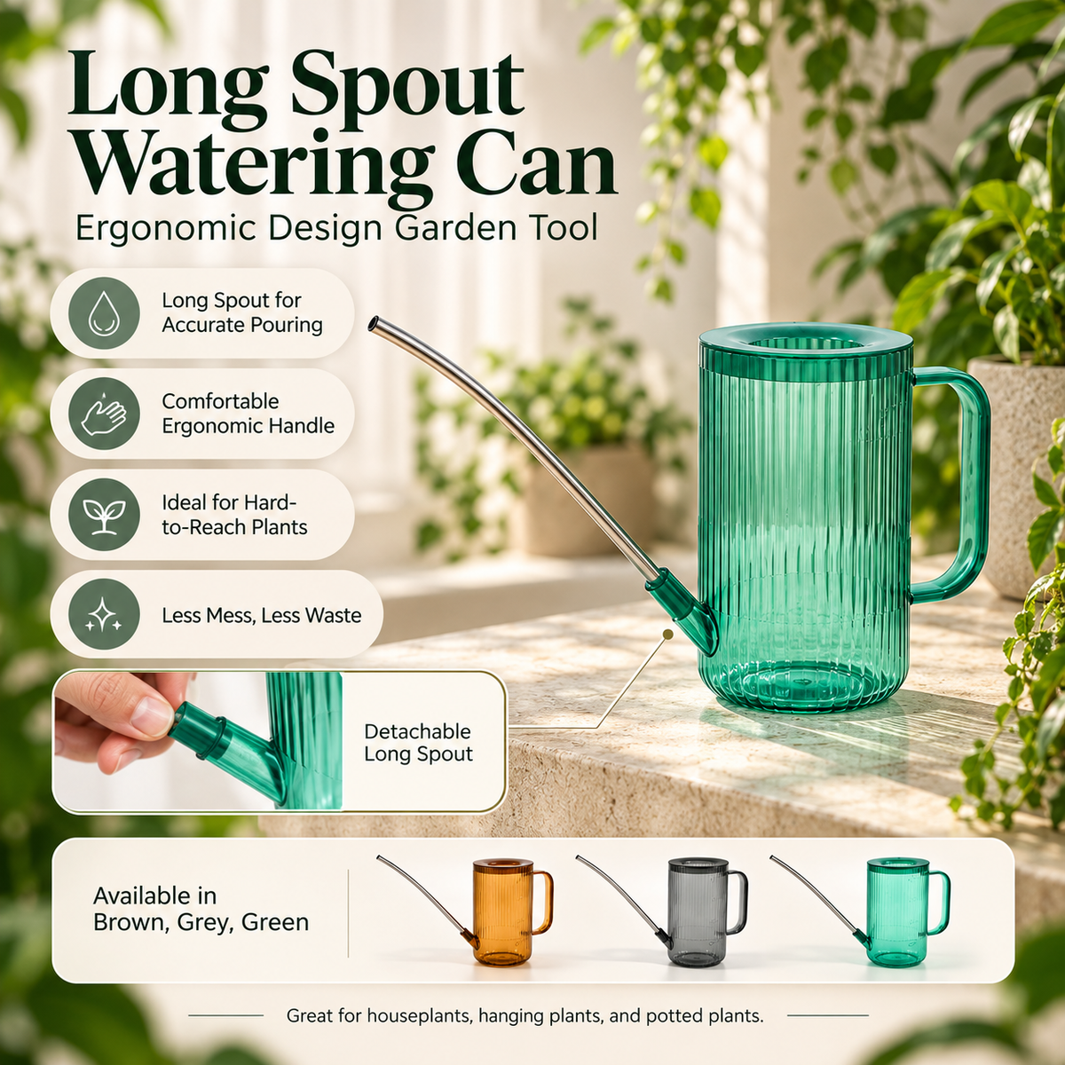 Regadera de Caño Largo Ergonómica para Plantas de Interior