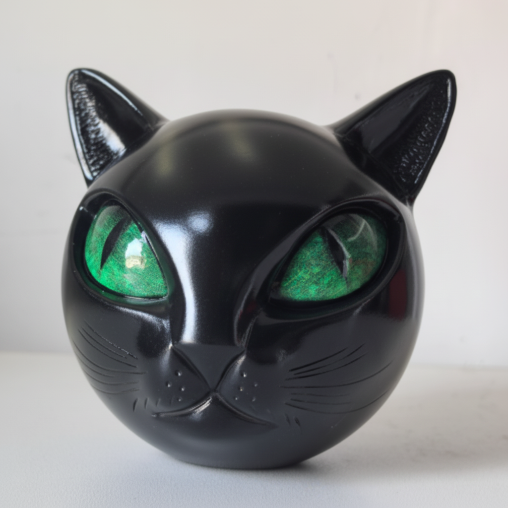 Escultura de Cabeza de Gato Mística de Resina en 5 Colores