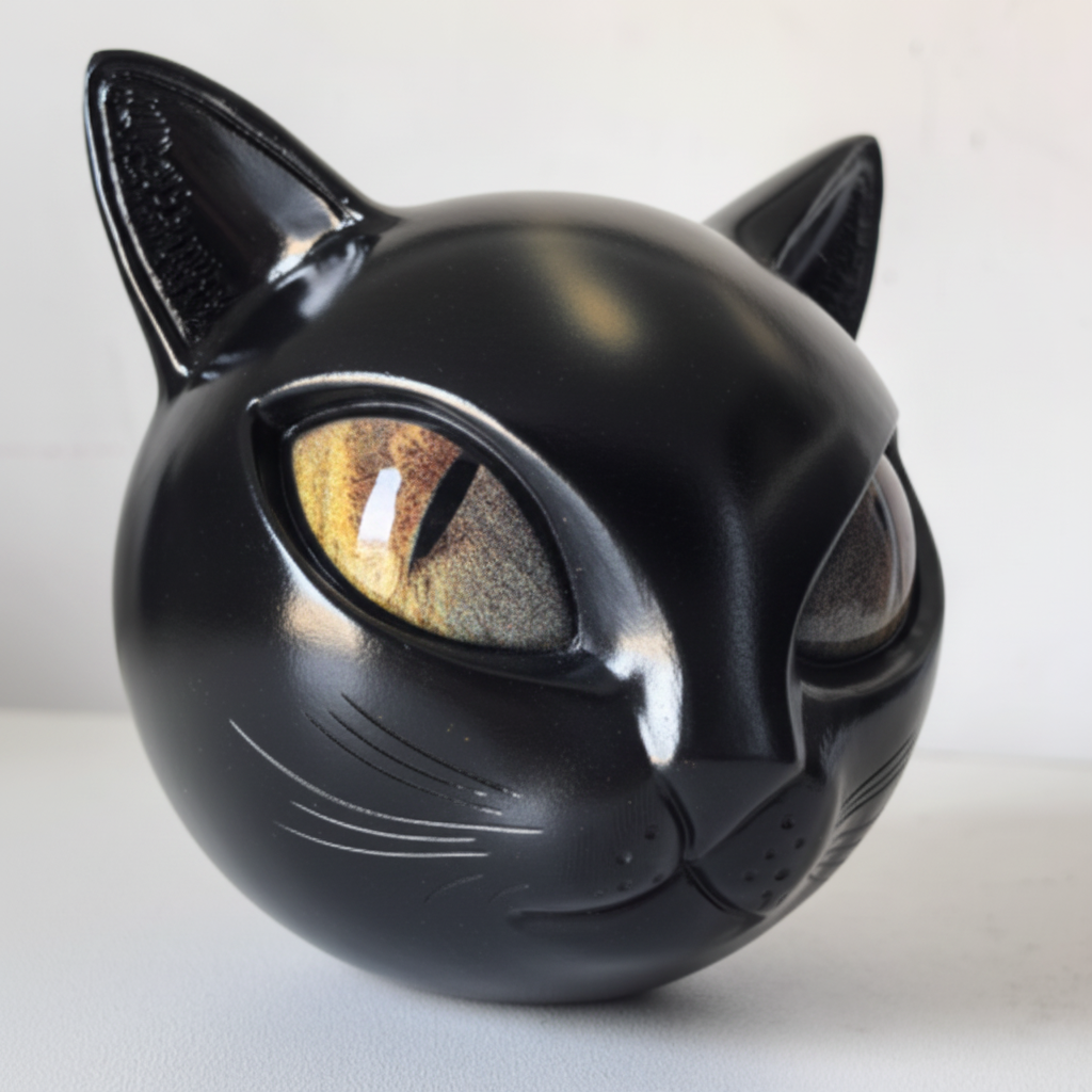 Escultura de Cabeza de Gato Mística de Resina en 5 Colores