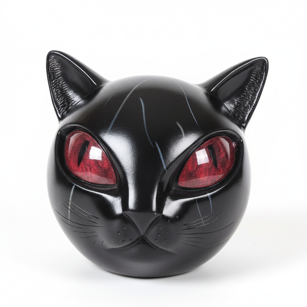 Escultura de Cabeza de Gato Mística de Resina en 5 Colores