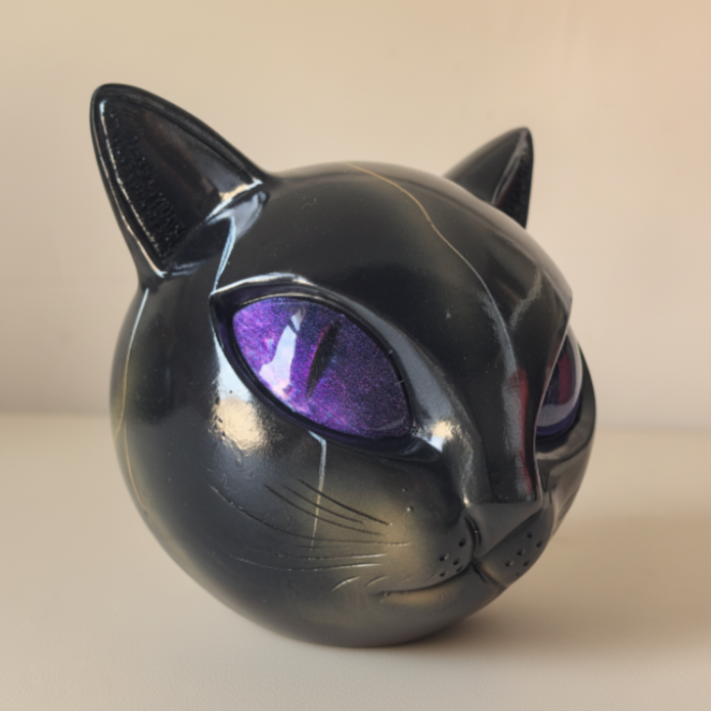Escultura de Cabeza de Gato Mística de Resina en 5 Colores