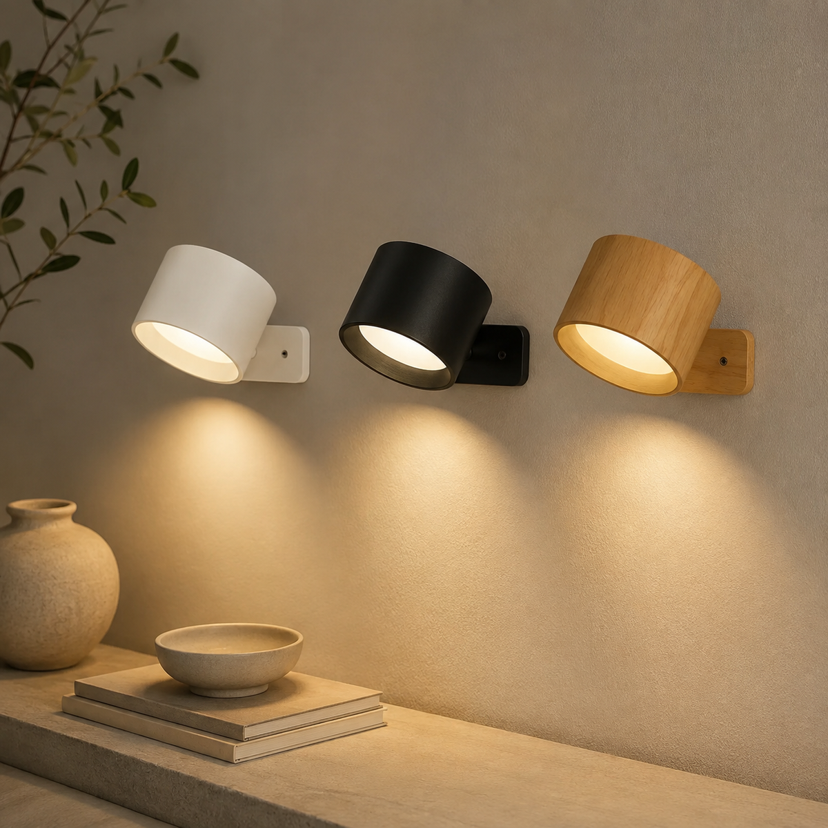 Lámpara de Pared Magnética Recargable Táctil Giratoria 360°