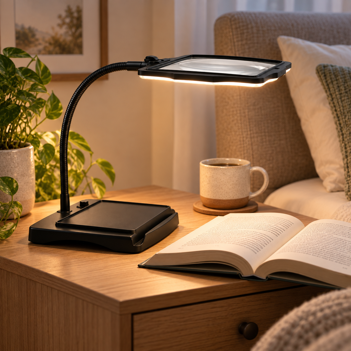 Lámpara de Escritorio LED con Lupa 3X y Brazo Flexible
