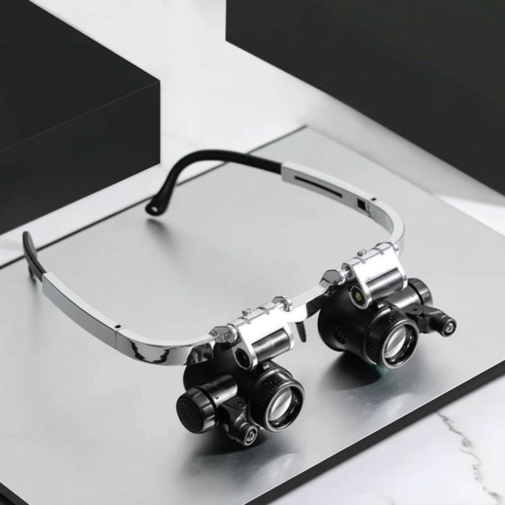 Lupa de Cabeza con Luz LED y Lentes Intercambiables
