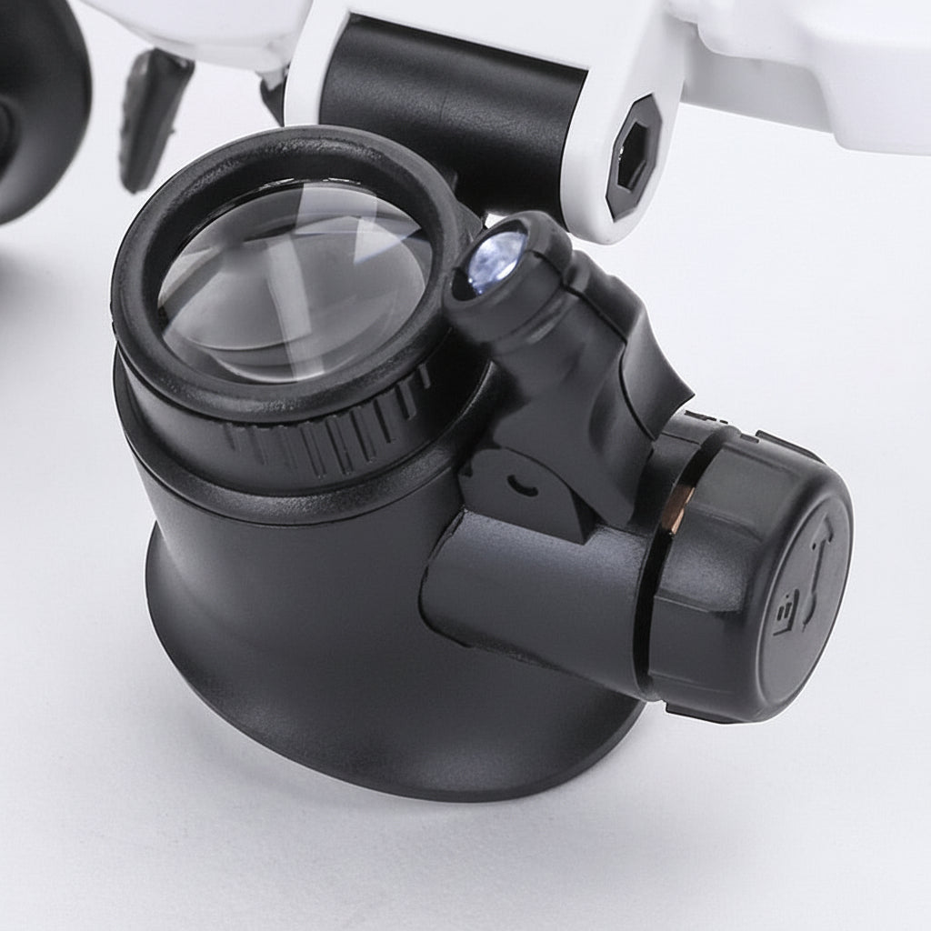 Lupa de Cabeza con Luz LED y Lentes Intercambiables