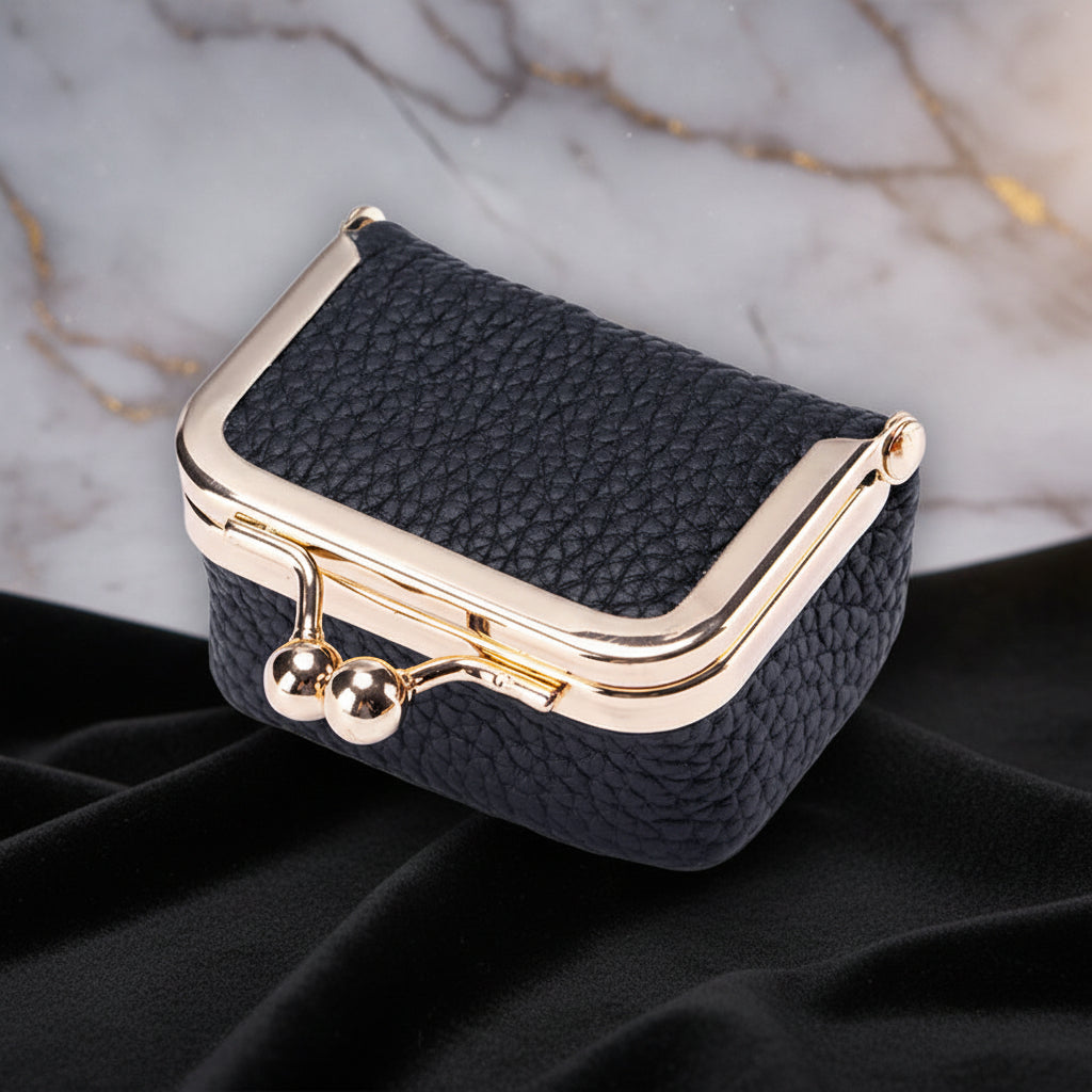 Mini Joyero de Viaje de Piel Auténtica con Cierre Dorado