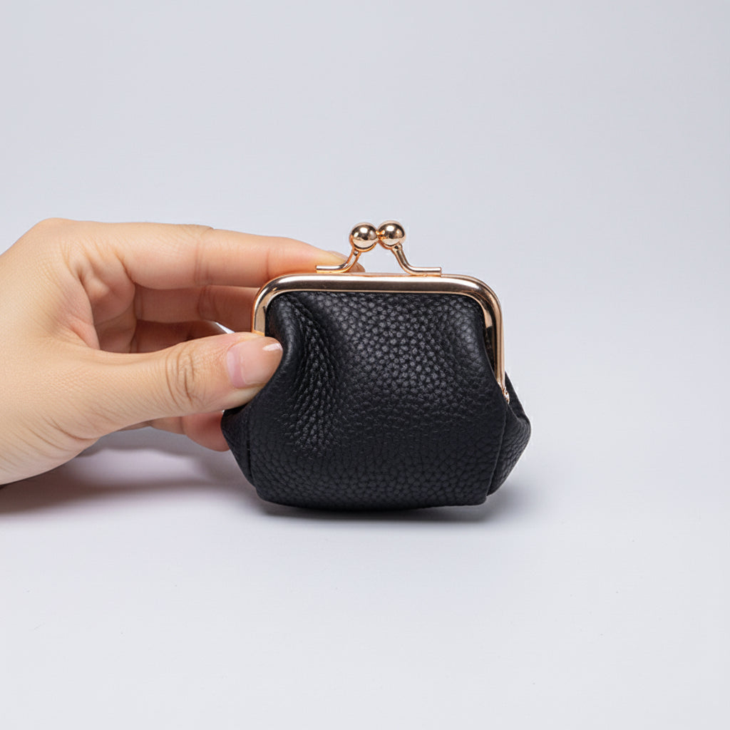 Mini Joyero de Viaje de Piel Auténtica con Cierre Dorado