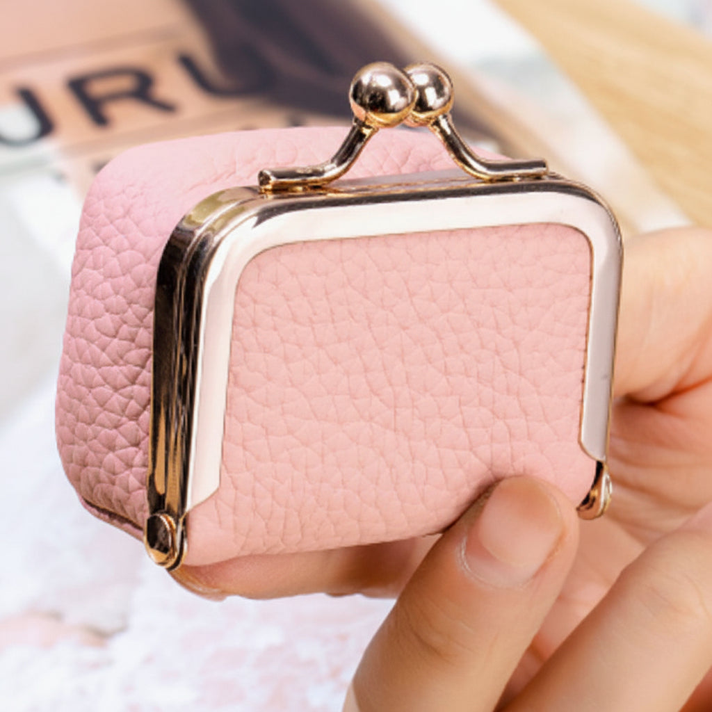 Mini Joyero de Viaje de Piel Auténtica con Cierre Dorado