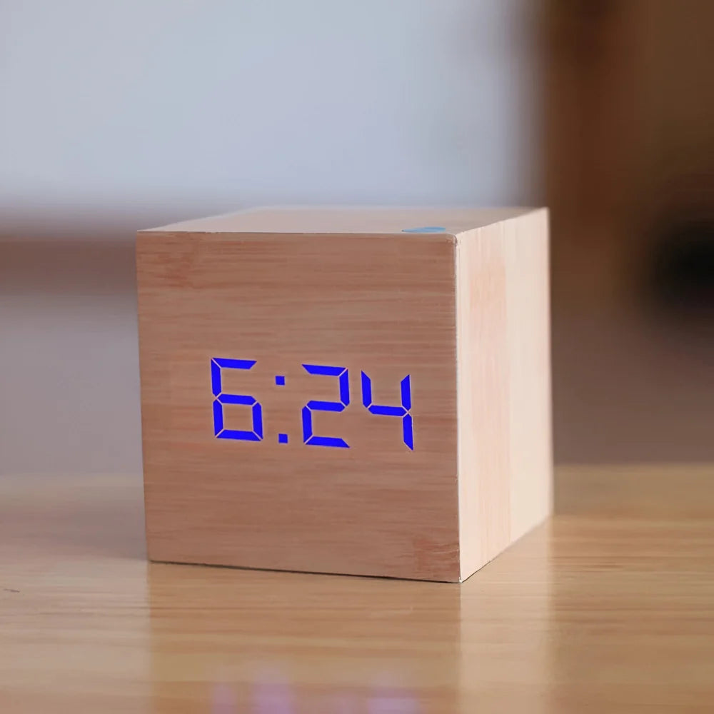 Reloj Despertador Digital Cubo LED con Fecha y Temperatura