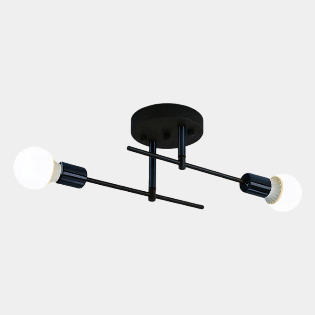 Plafón de Techo Moderno de 2 Luces Negro y Dorado, 60 cm