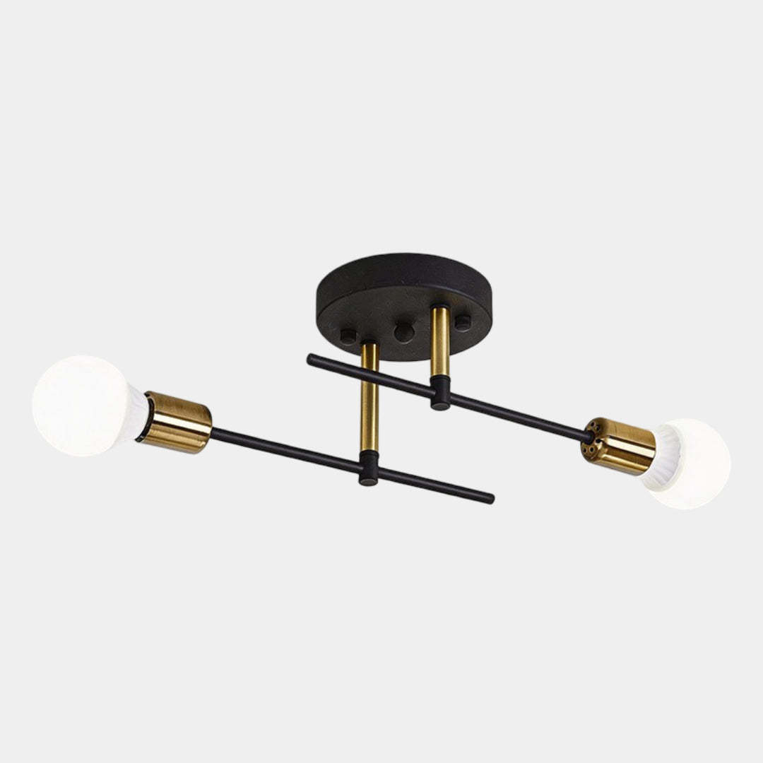 Plafón de Techo Moderno de 2 Luces Negro y Dorado, 60 cm
